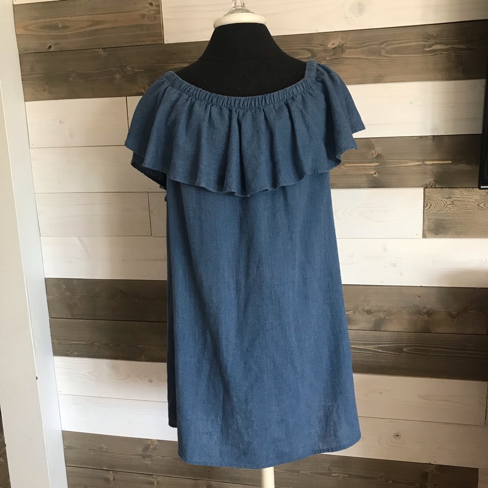 Madewell ⚜️ Blue Linen Rio Ruffled Top Dress - Picture 3 of 14